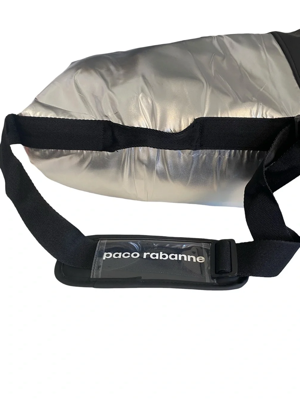 Paco Rabanne Invictus Silver Dry Bag Roll Top Crossbody Backpack New